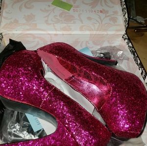 Hot hot Pink Glittery Platform shoes